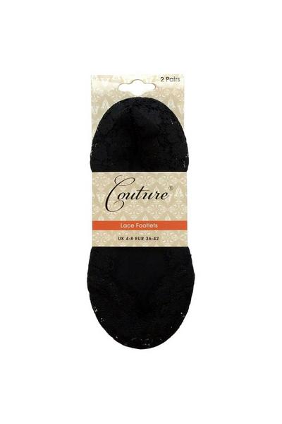 Couture Black Lace Liner Socks (Pack of 2)