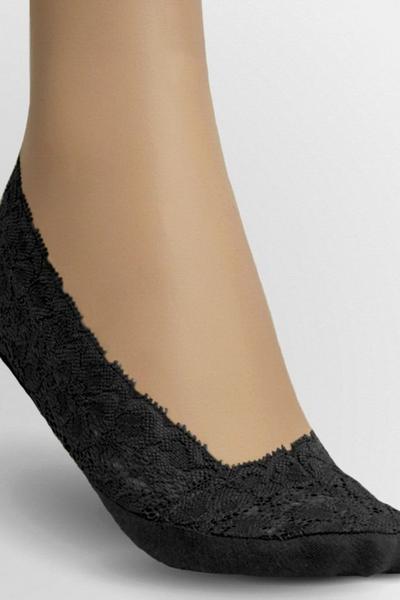 Couture Black Lace Liner Socks (Pack of 2)