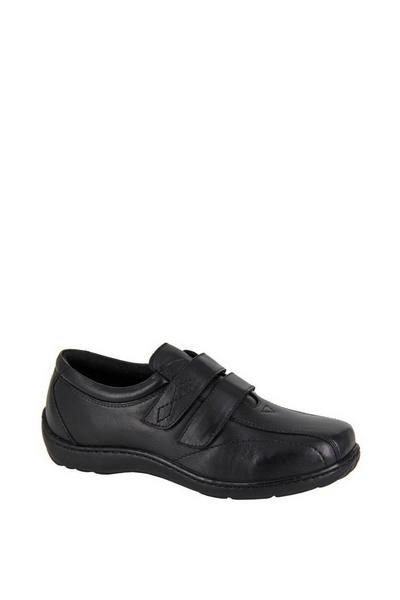 Mod Comfys Black Softie Leather Extra Wide Casual Shoes