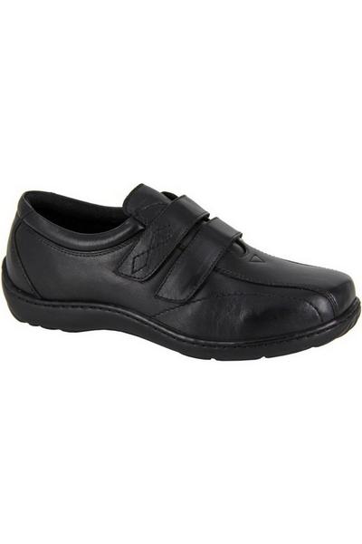 Mod Comfys Black Softie Leather Extra Wide Casual Shoes