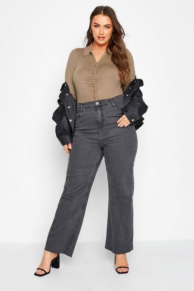 Yours Camel Ruched Front Bodysuit