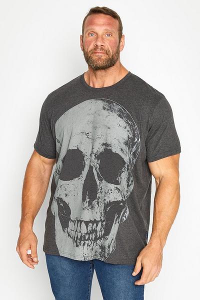 BadRhino Grey Grey Skull Print T-Shirt