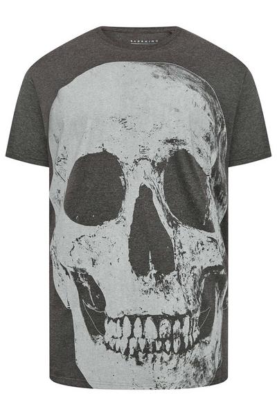 BadRhino Grey Grey Skull Print T-Shirt