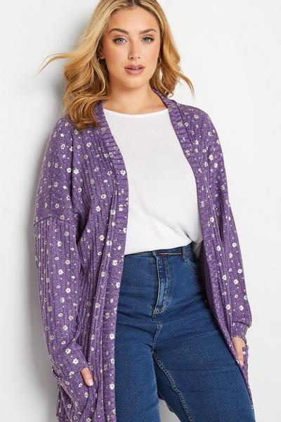 Yours Purple Foil Printed Cardigan