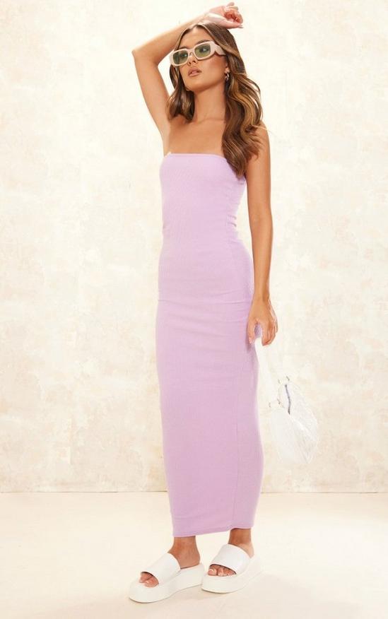 Dresses | Lilac Textured Rib Bandeau Maxi Dress | PrettyLittleThing
