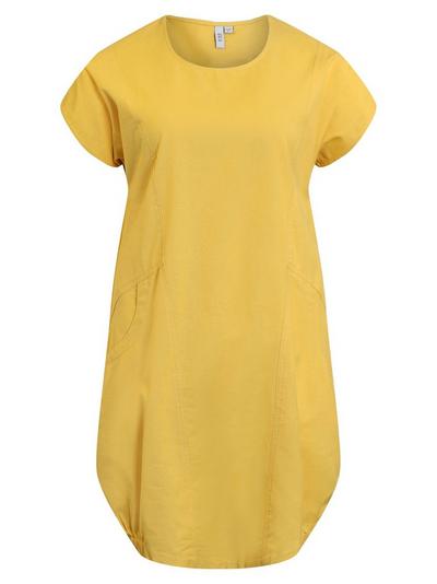 Ciso Yellow Short Sleeve Round Neckline Midi Dress