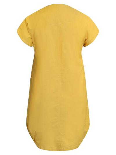 Ciso Yellow Short Sleeve Round Neckline Midi Dress
