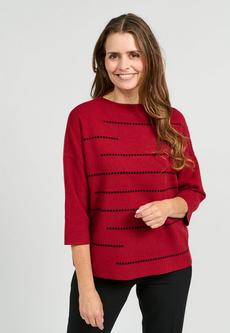 Brandtex Red Knitted Short Sleeve High Neck Pullover