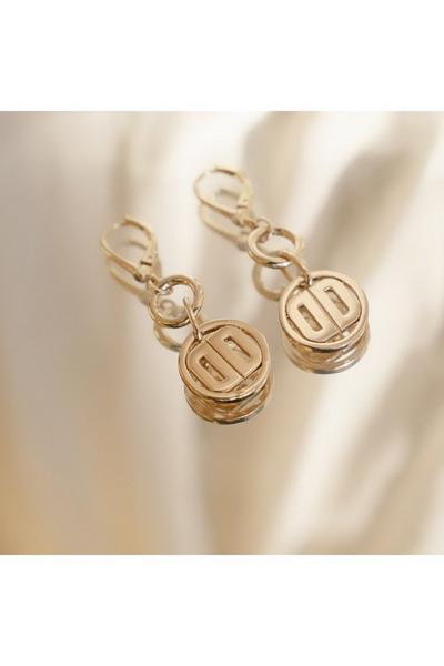 DKNY Jewellery Gold Logo Earrings - 04G00116