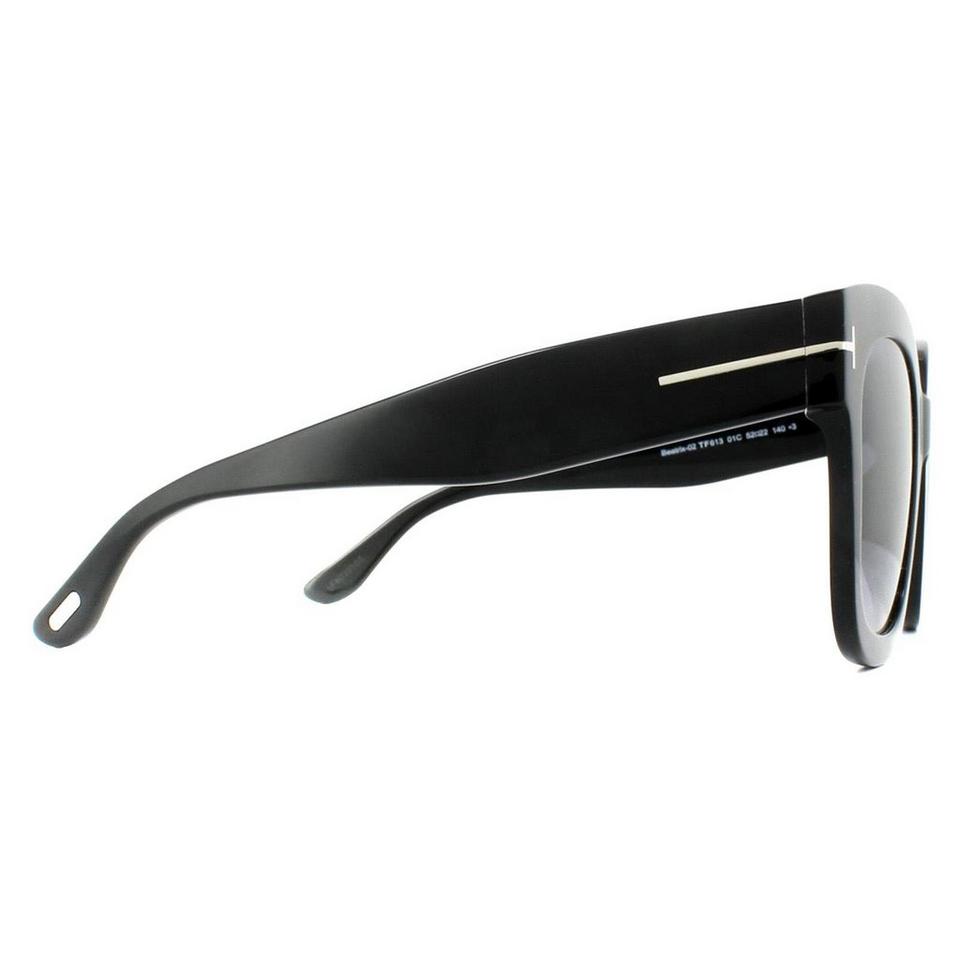 Sunglasses | Square Shiny Black Smoke Grey Mirror Sunglasses | Tom Ford