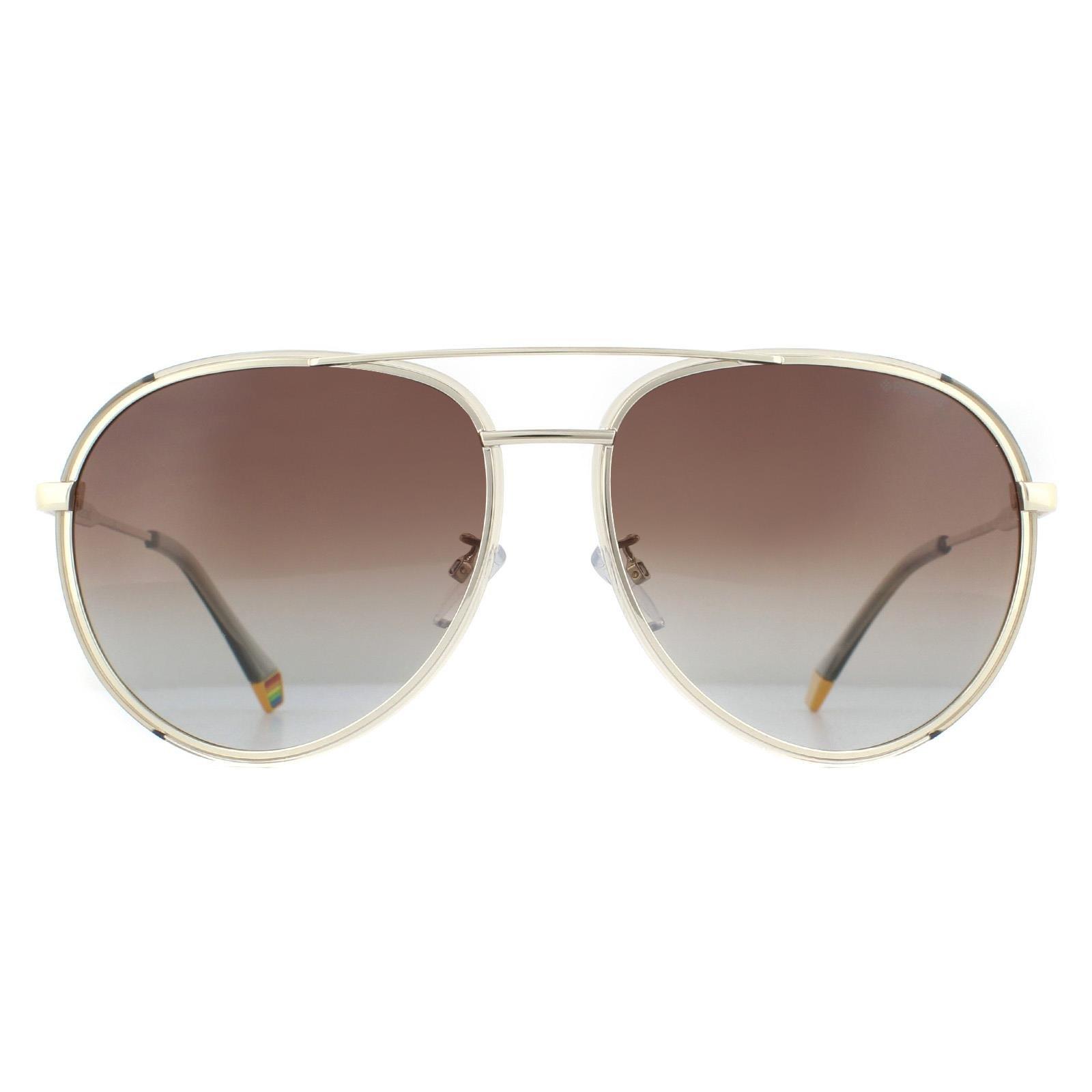 Sunglasses | Aviator Gold Beige Brown Gradient Polarized Sunglasses ...