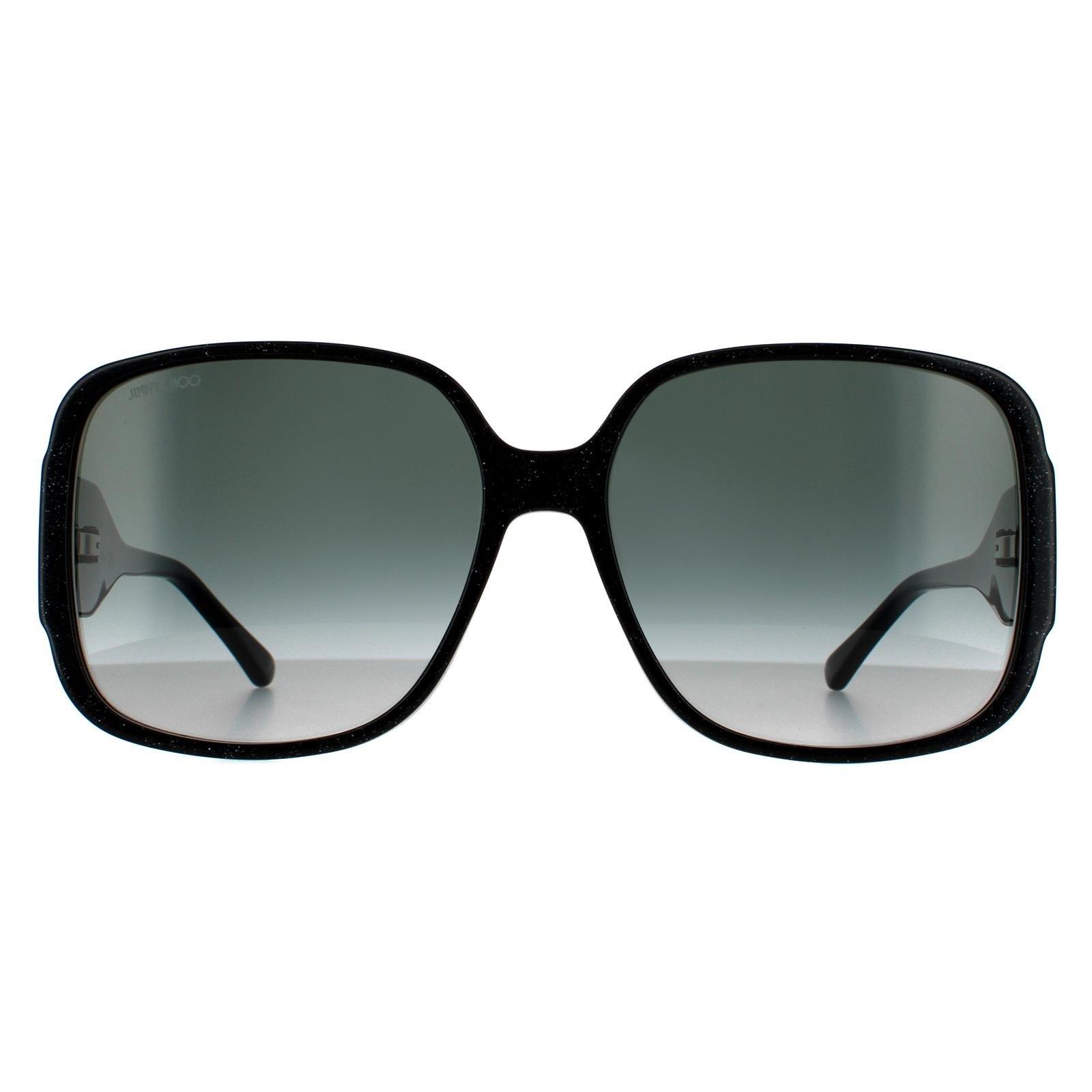 Sunglasses | Square Black Glitter Dark Grey Gradient 90041091 | Jimmy Choo