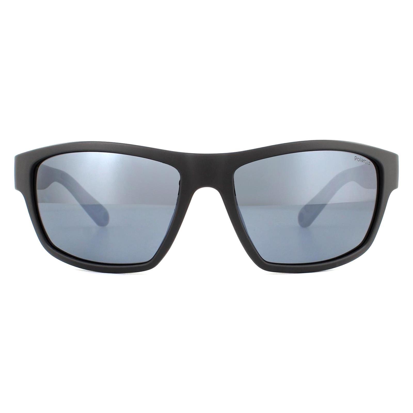 Sunglasses | Sport Wrap Matte Black Grey Silver Mirror Polarized ...