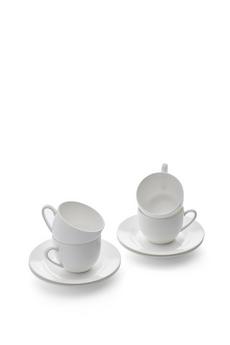 Royal Worcester White 'Serendipity' Set of 4 Tea Cups & Saucers