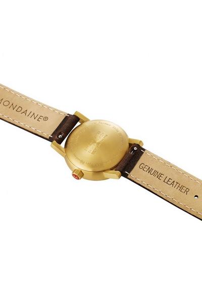 Mondaine White Evo2 Gold 30 Mm Plated Stainless Steel Classic Watch - Mse.30112.lg