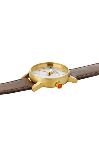Mondaine White Evo2 Gold 30 Mm Plated Stainless Steel Classic Watch - Mse.30112.lg
