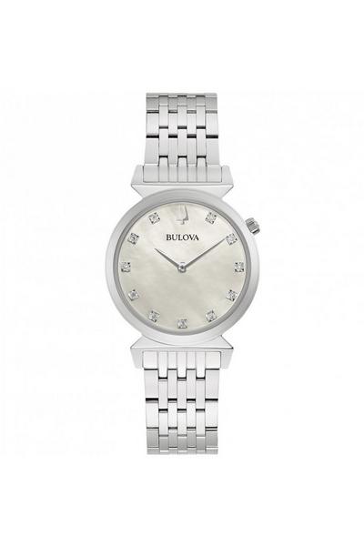 Bulova White Regatta Stainless Steel Classic Analogue Quartz Watch - 96P216