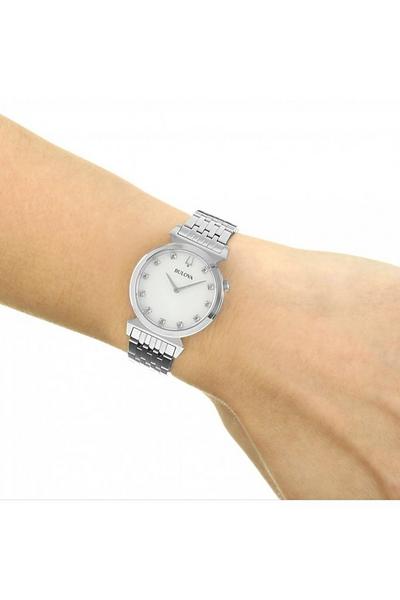 Bulova White Regatta Stainless Steel Classic Analogue Quartz Watch - 96P216
