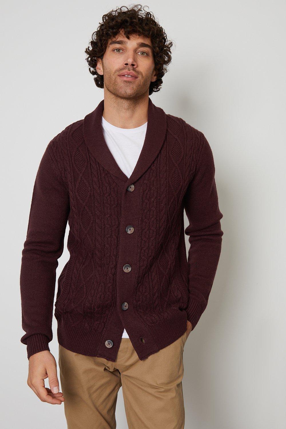 knit shawl collar cardigan