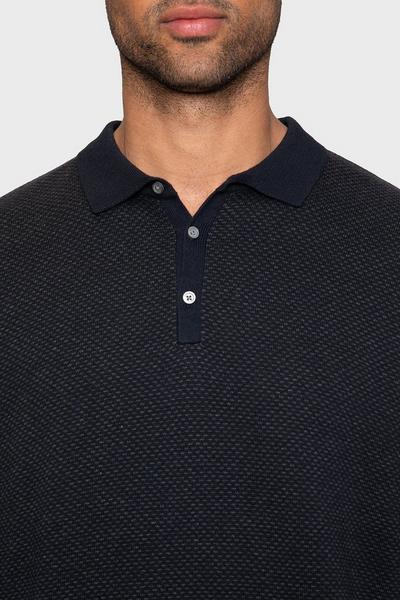 Threadbare Navy 'Luke' Cotton Polo Collar Jumper