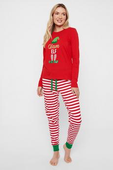 Threadbare Red Long Sleeve Cotton 'Cane' Christmas Pyjama Set