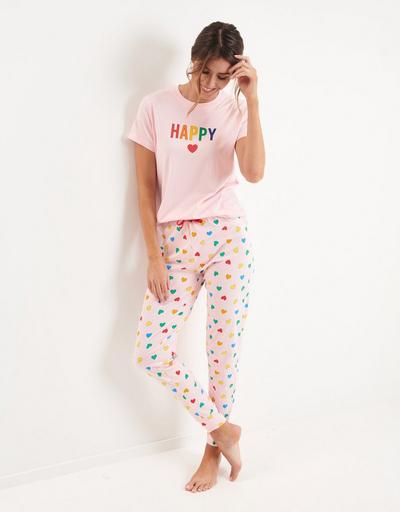 Threadbare Pink 'Blossom' Cotton Pyjama Set