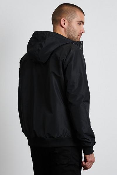 Threadbare Black 'Crush' Lightweight Zip Through Hooded Jacket