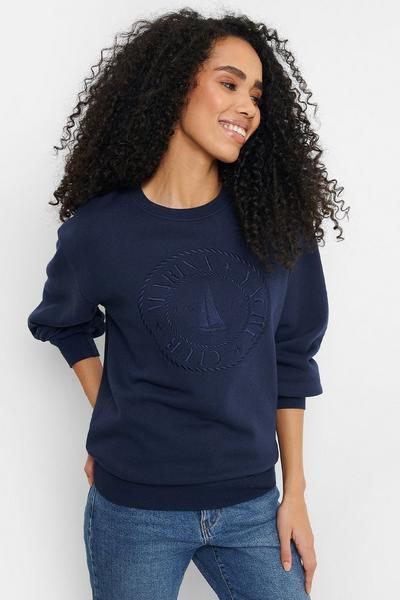 Threadbare Navy Cotton Blend 'Yacht' Crew Neck Sweatshirt