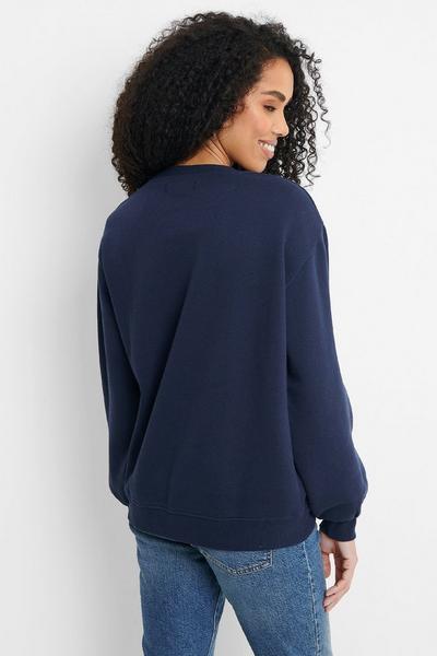 Threadbare Navy Cotton Blend 'Yacht' Crew Neck Sweatshirt