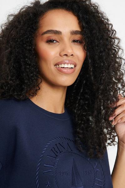 Threadbare Navy Cotton Blend 'Yacht' Crew Neck Sweatshirt