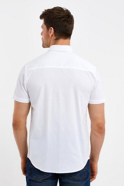 Threadbare White 'Furore' Cotton Short Sleeve Shirt