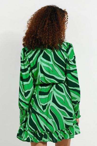Threadbare Green 'Grape' Belted Ruffle Mini Dress