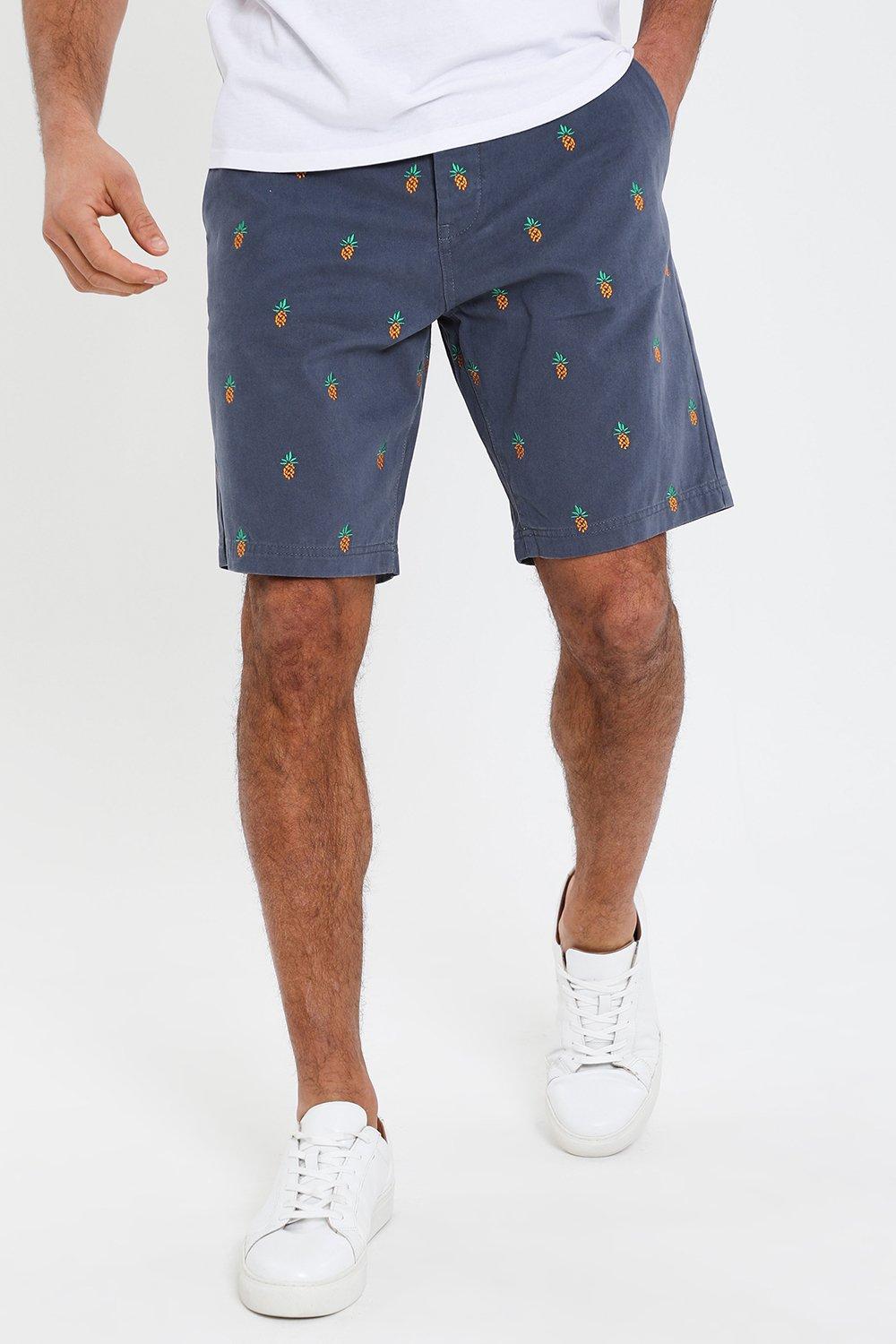 Shorts | Cotton 'Tropez' Embroidered Pineapple Chino Shorts