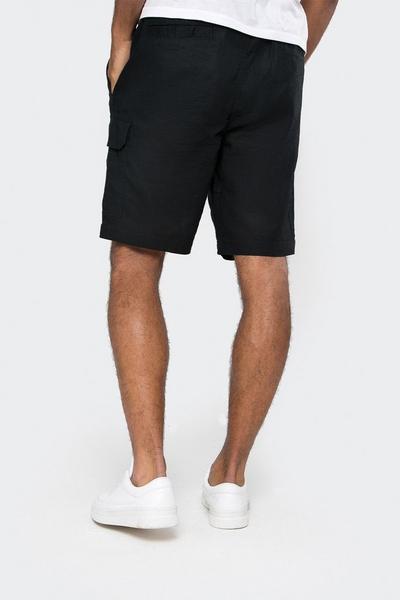 Threadbare Navy Linen Blend 'Swansea' Cargo Shorts