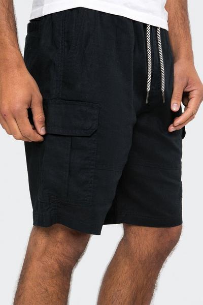 Threadbare Navy Linen Blend 'Swansea' Cargo Shorts