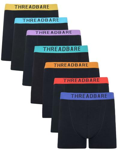 Threadbare Black 7 Pack 'Ivo' Hipster Trunks