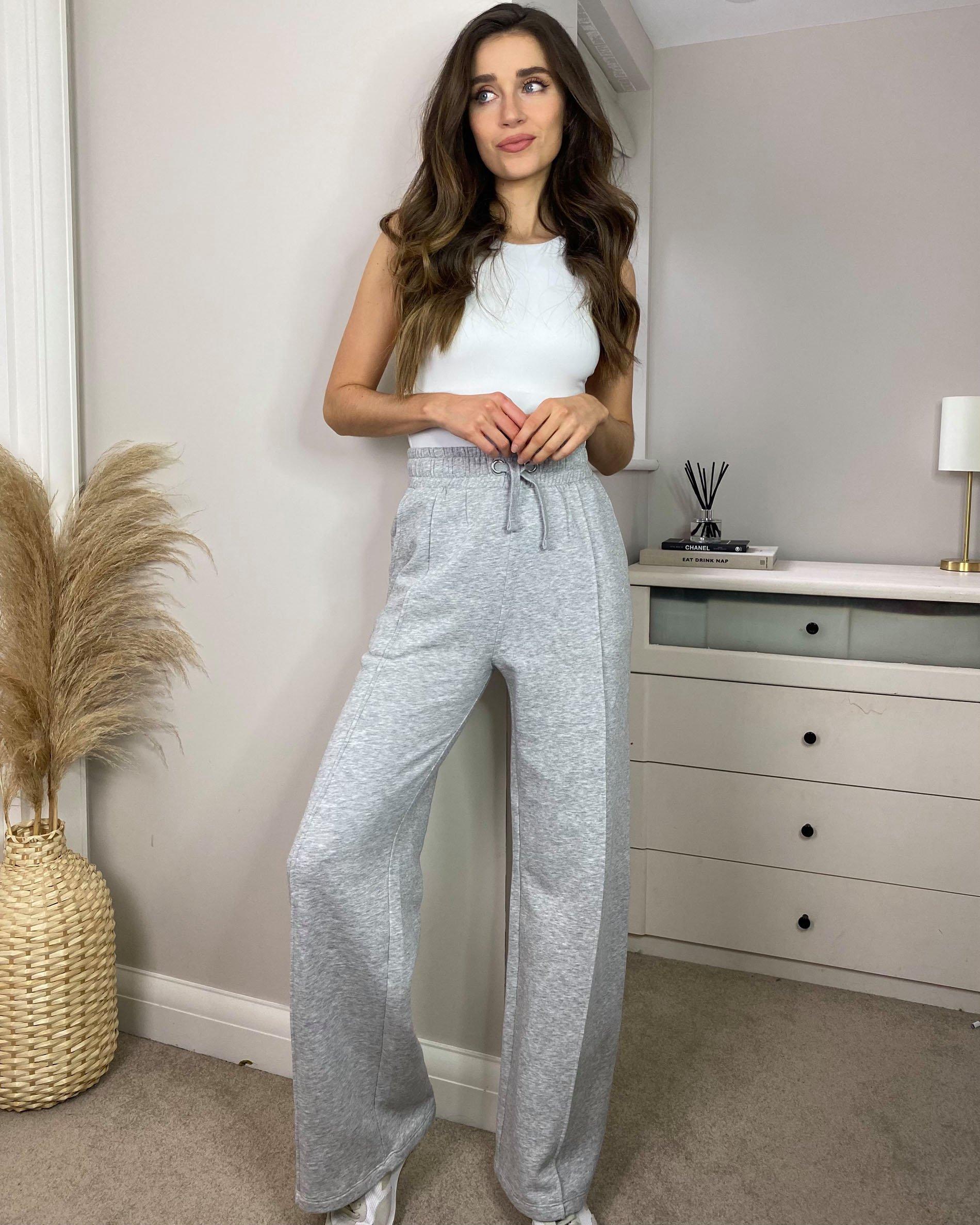 Joggers | Grey 'Nicky' Wide Leg Jogger | Threadbare