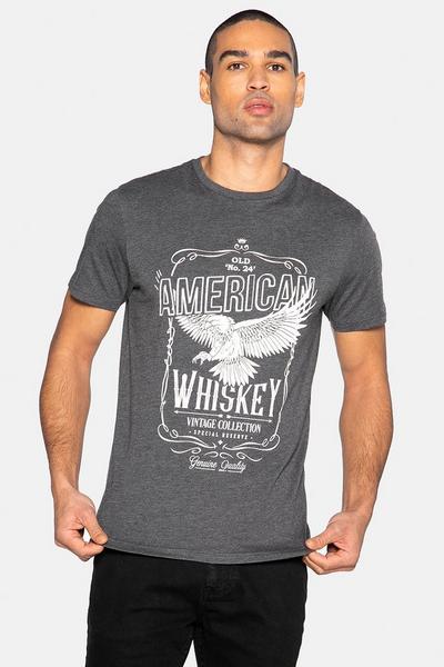 Threadbare Grey Front Print 'Gregory' T Shirt