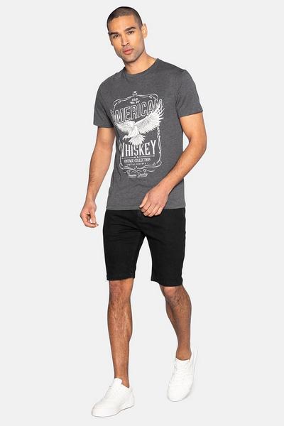 Threadbare Grey Front Print 'Gregory' T Shirt