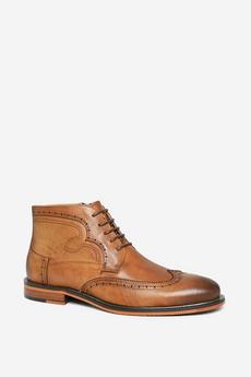 Alexander Pace Tan 'Brackley' Premium Leather Brogue Boots