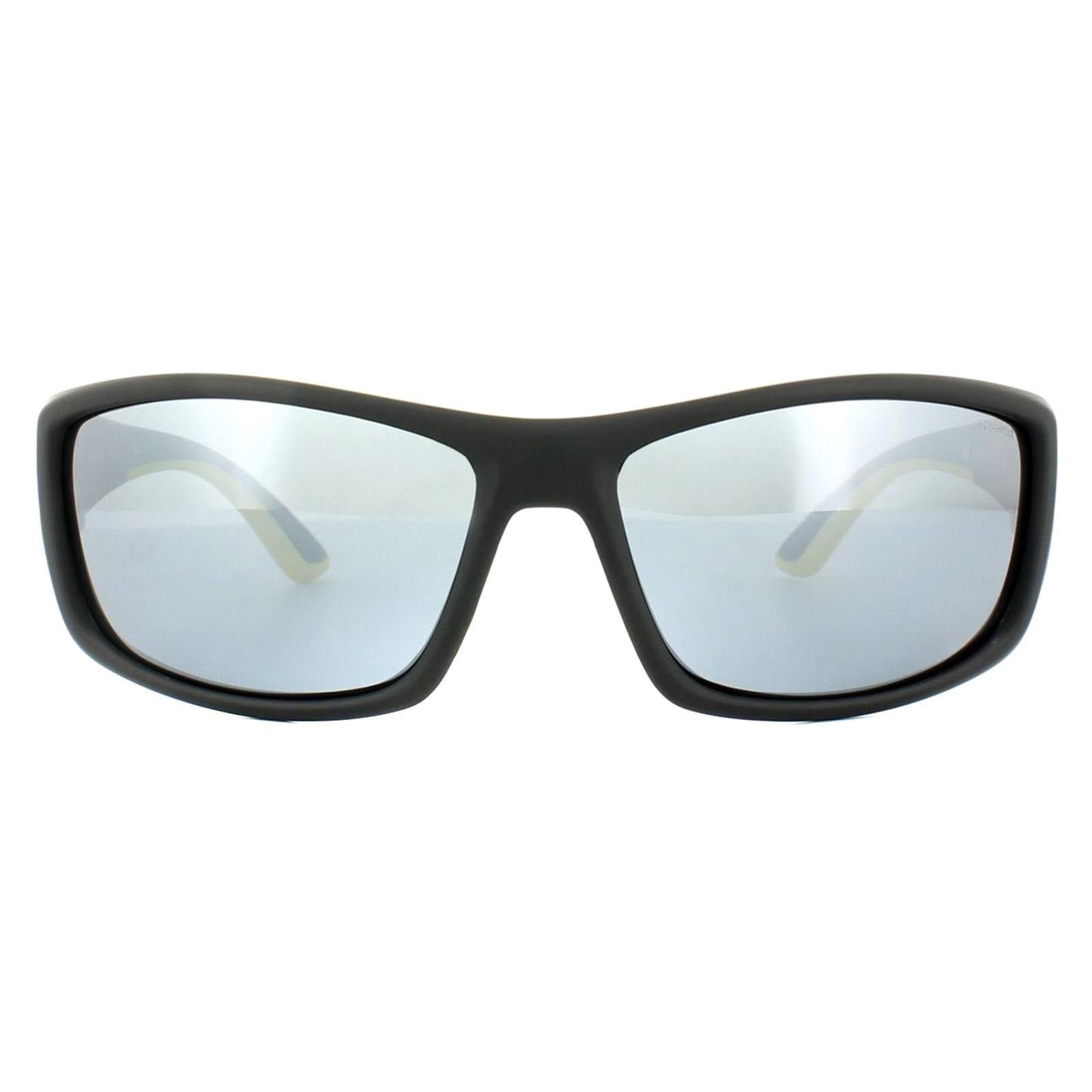 Sunglasses | Sport Wrap Black Yellow Grey Silver Mirror Polarized ...