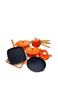 Mahahome Orange 8 Piece Cast Iron Cookware Set