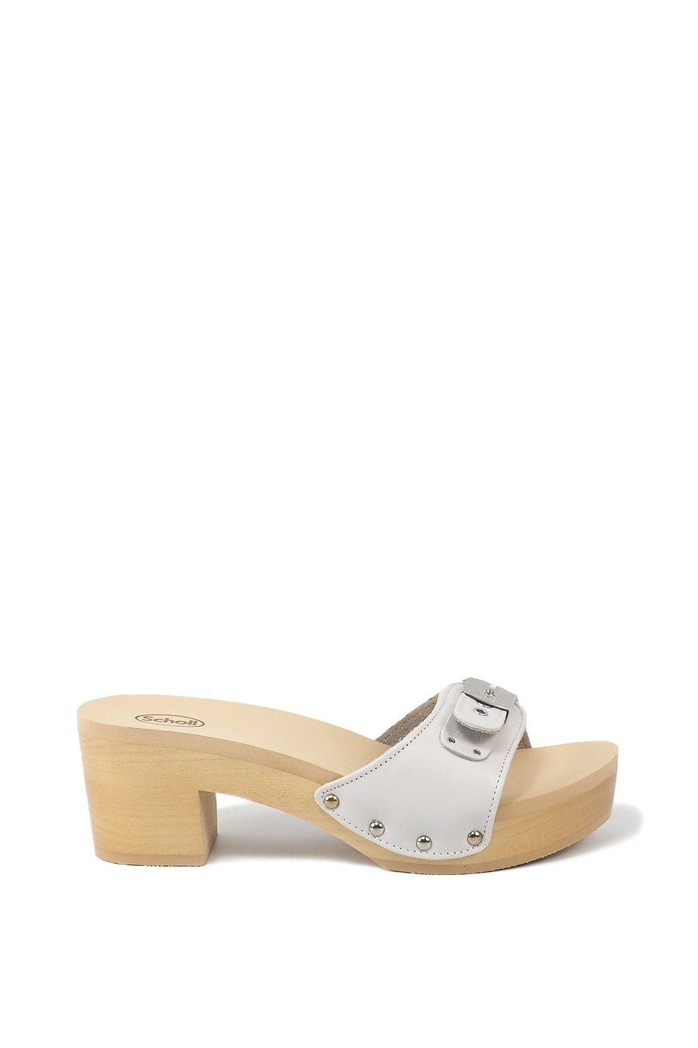 Sandals | 'Pescura Ibiza' White Leather & wooden Heeled Sandal | Scholl