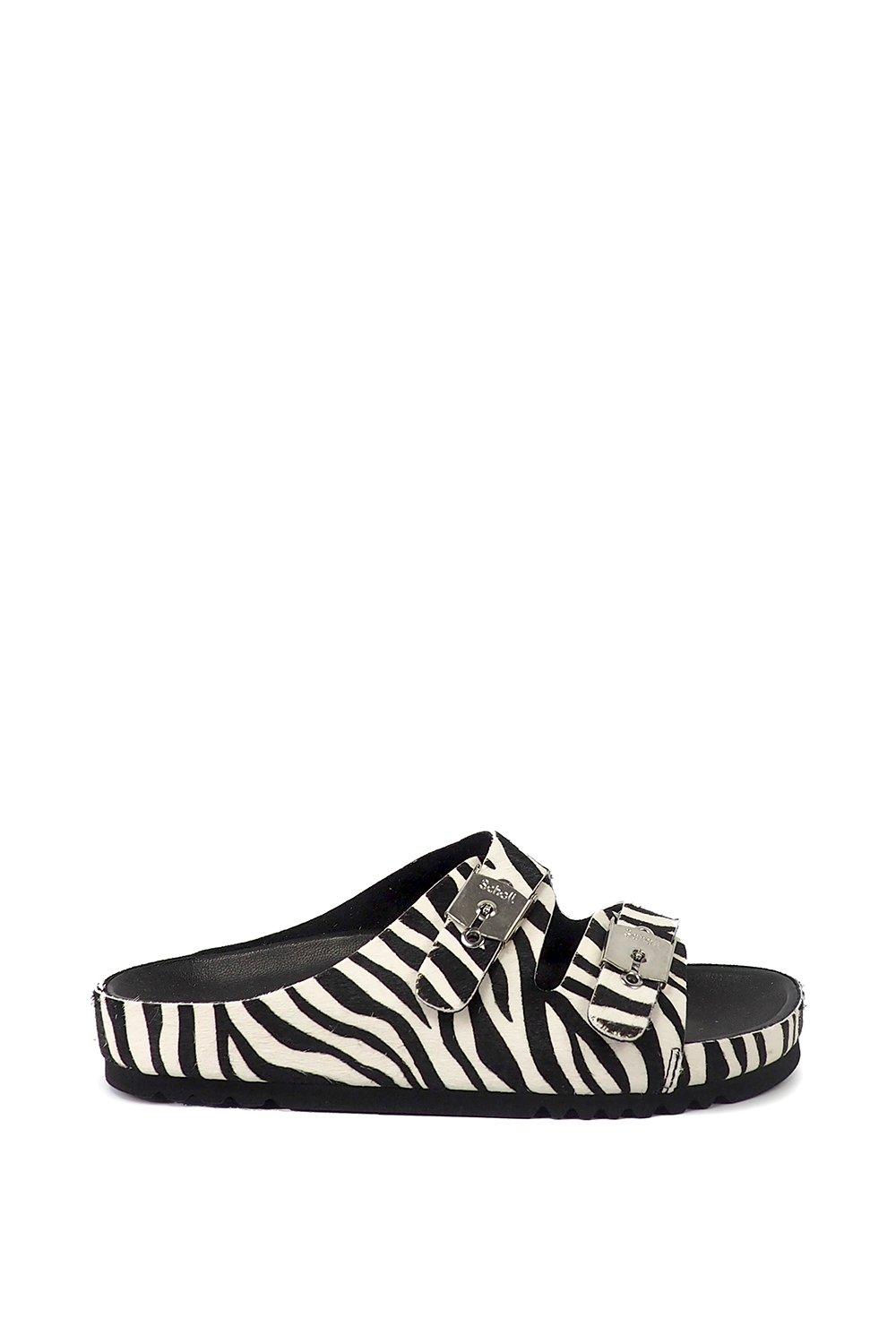 Flats | 'Kimm' Zebra Leather & Cork Double Strap Sandal | Scholl