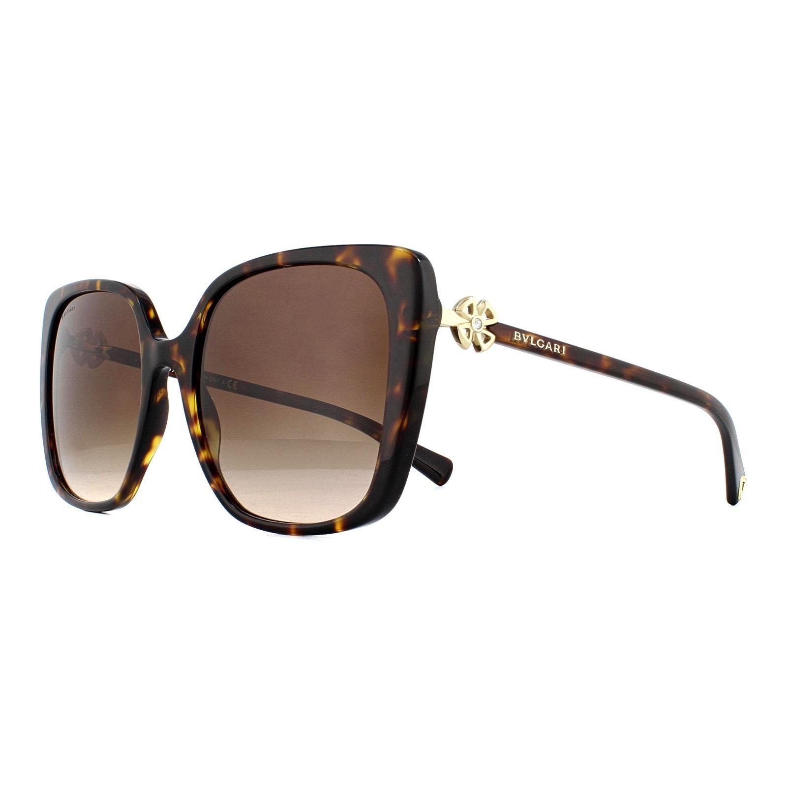 Sunglasses | Square Dark Havana Brown Gradient Sunglasses | Bvlgari