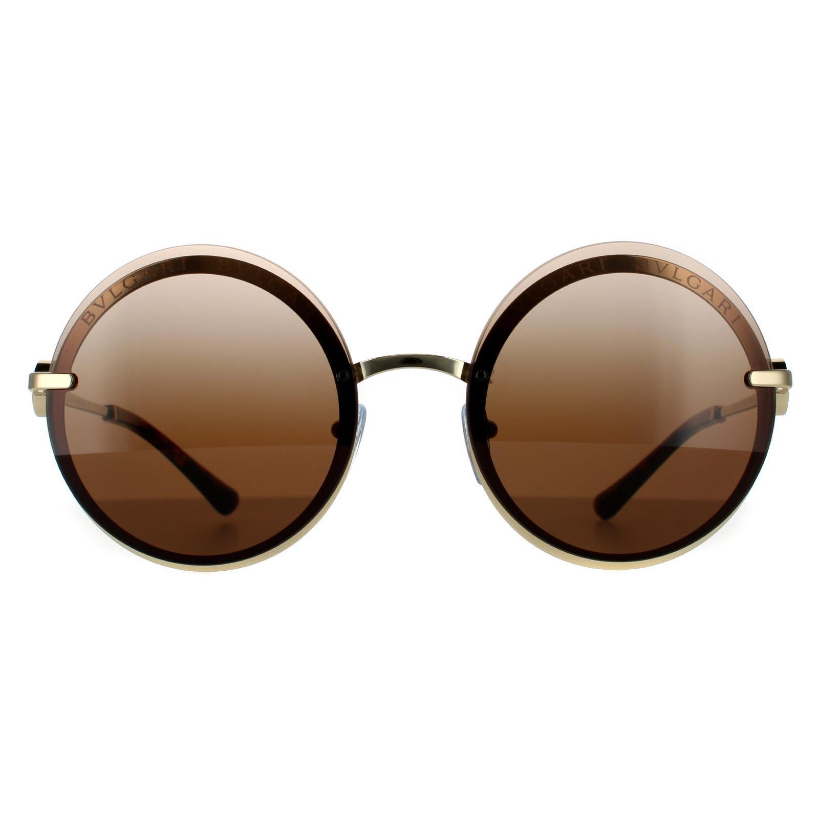 Sunglasses | Round Pale Gold Brown Gradient Sunglasses | Bvlgari