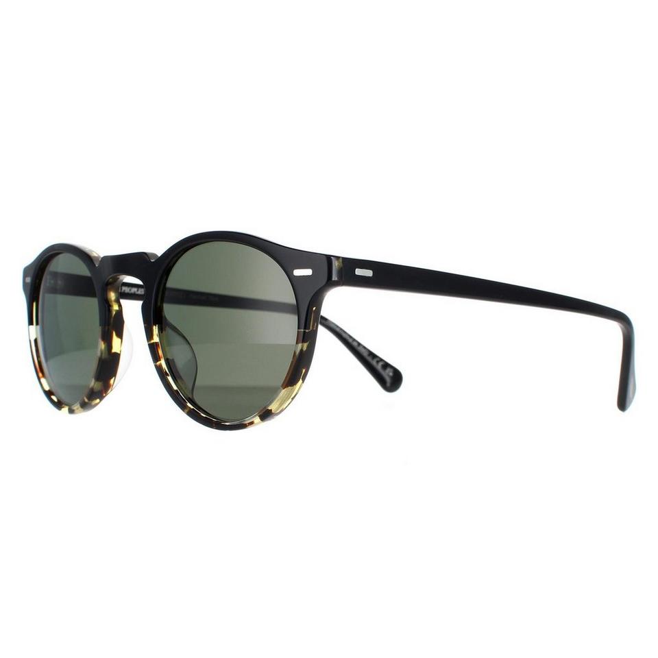 Sunglasses | Round Black Dark Tortoise Gradient Green Polarized OV5217S ...