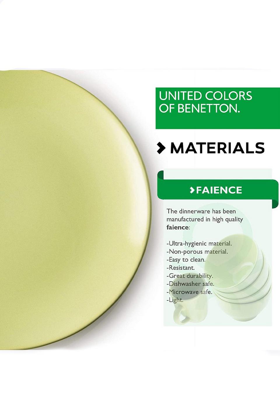 Plates | United Colors Set of 18 Stoneware Dinnerware Plates Green ...