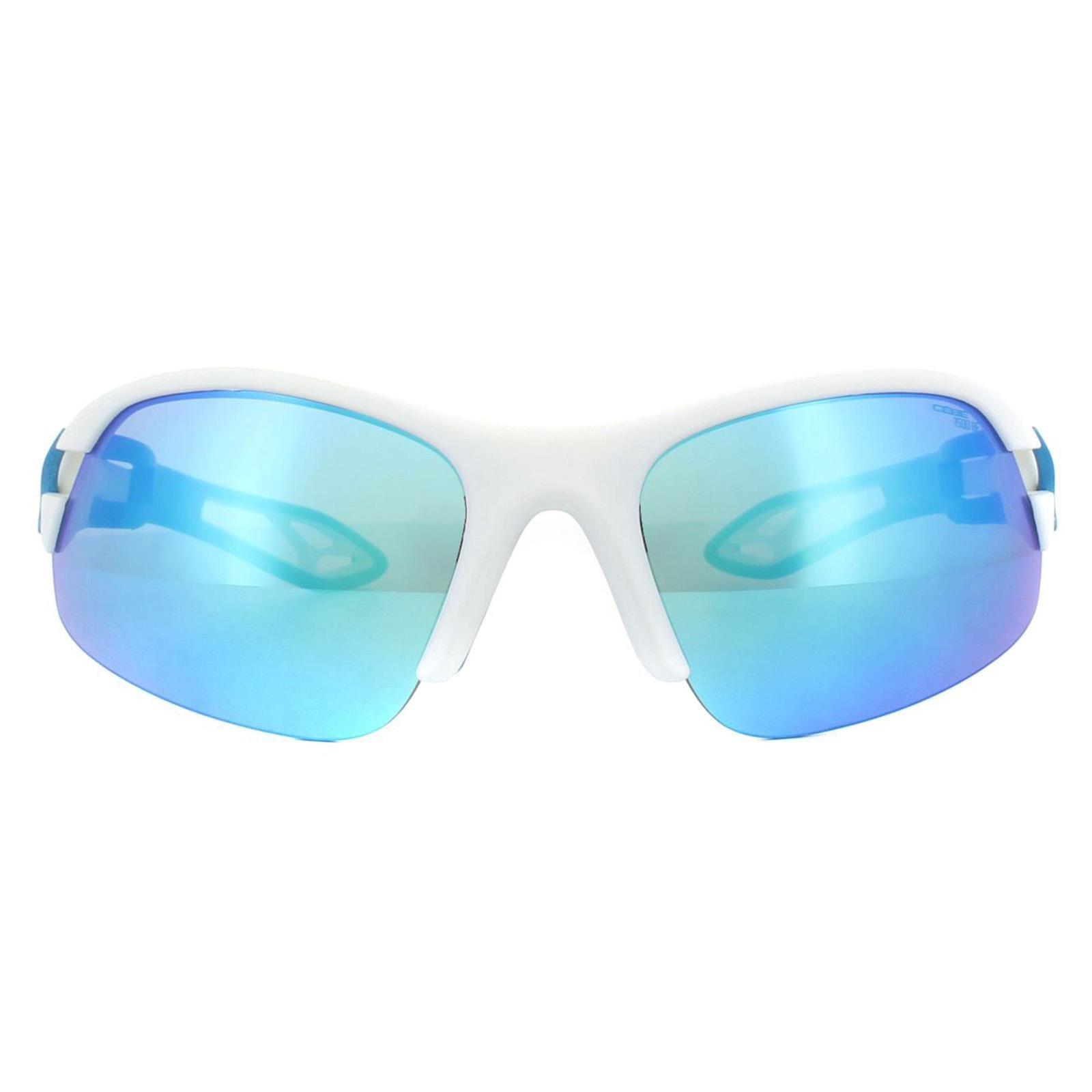 Sunglasses | Wrap Matt White Blue 1500 Grey Blue Mirror & Clear ...