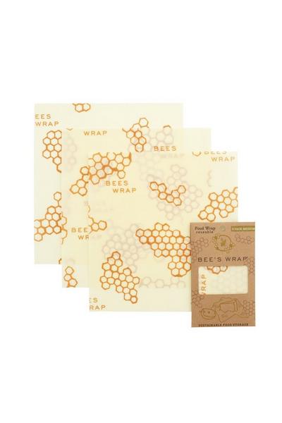 Bee's Wrap Yellow Set of 3 Medium Beeswax Wraps Honeycomb